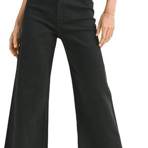 Miou Muse Black Straight Wide Leg Denim Pants - Size L